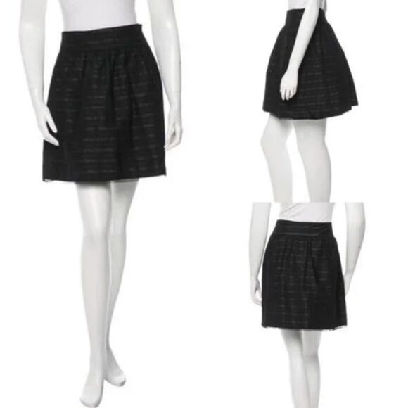 Robert Rodriguez Black Striped Full Skirt w/ Sequin Detail - Picture 1 of 6